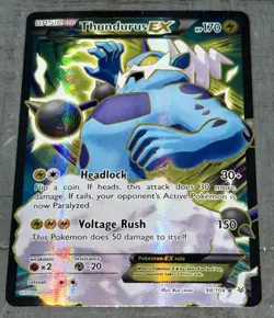 Pokemon TCG Thundurus EX Roaring Skies 98/108 Full Art Ultra Rare Holo NM!! - Image 1