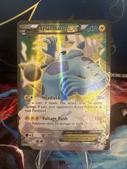 Pokemon TCG Thundurus EX 98/108 XY Roaring Skies Full Art Ultra Rare Holo - Image 1