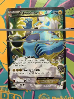 Pokemon Thundurus EX 98/108 Roaring Skies Ultra Rare Full Art Holo NM/LP - Image 1