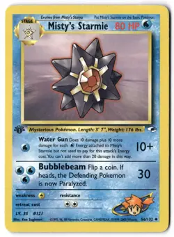 Pokemon Misty's Starmie 56/132 1st Edition Uncommon - Gym Heroes - MP - Image 1