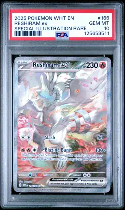 2025 POKEMON WHT EN-WHITE FLARE SPECIAL ILLUSTRATION RARE RESHIRAM EX PSA 10 - Image 1