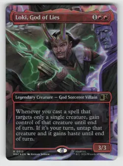 Foil Loki, God of Lies (Borderless) 512 Rare Commander: Marvel Super Heroes NM - Image 1