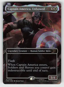 Foil Captain America, Unbowed (Borderless) 505 Commander: Marvel Super Heroes NM - Image 1