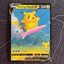NM Pokemon Surfing Pikachu V 008/025 Celebrations Holo - Image 2