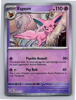 Espeon (Poke Ball Pattern) 033/131 Holo Rare Prismatic Evolutions Pokemon NM - Image 1