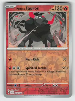 Reverse Holo Paldean Tauros 018/191 Uncommon Surging Sparks Near Mint - Image 1