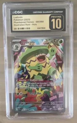 Ludicolo ex 095/094 Phantasmal Flames Holo Illus Rare - CGC Pristine 10 (2025) - Image 1
