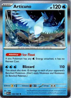 Articuno 144/165 Rare Pokemon Holo NM/M 151 - Image 1