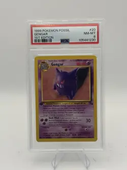 1999 Pokemon Fossil - Gengar 1st Edition 20/62 PSA 8 - Image 1
