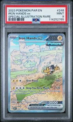 2023 Pokemon Iron Hands Ex SIR 248/182 Scarlet & Violet Paradox Rift PSA 9 - Image 1
