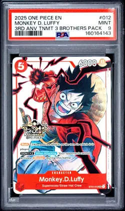 2025 ONE PIECE 3RD ANNIVERSARY TOURNAMENT 3 BROTHERS PACK MONKEY D. LUFFY PSA 9 - Image 1