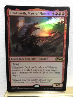 Drakuseth Maw of Flames Foil MTG Magic the Gathering Card NM Near Mint M20 Core - Image 1