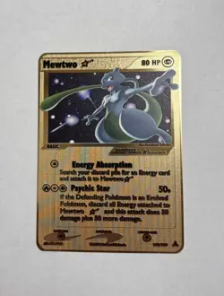Mewtwo ⭐ Star Custom Fan Art Gold Metal Display Card NM - Image 1