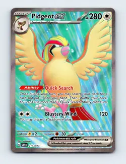 NM Pidgeot ex 217/197 Obsidian Flames Ultra Rare Pokemon Card - Image 1