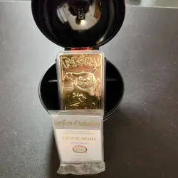 23K Gold Plated Pikachu Card - 1999 Burger King Limited Edition + Pokeball/Cert - Image 1
