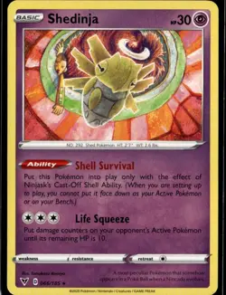 Shedinja Rare SWSH04: Vivid Voltage 066/185 Psychic Pokemon Card - Image 1