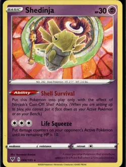 Shedinja Rare SWSH04: Vivid Voltage 066/185 Psychic Pokemon Card - Image 1
