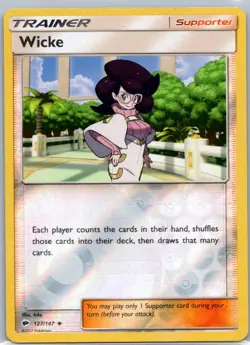 Pokemon TCG Wicke 127/147 Burning Shadows Rev Holo LP - Image 1