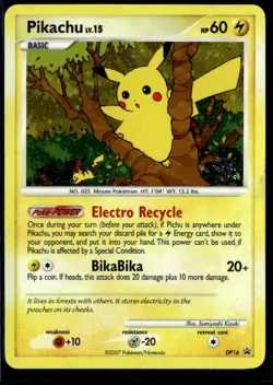 2007 POKEMON DIAMOND & PEARL COUNTDOWN CALENDAR SNOWFLAKE PIKACHU HOLO DP16 LP - Image 1
