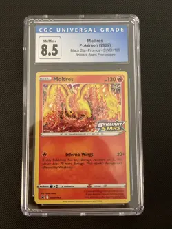 Moltres SWSH185 - SWSH: Brilliant Stars Pre-Release Promo - Pokemon (NM) CGC 8.5 - Image 1