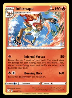 Infernape 26/172 Non-Holo Rare Deck Exclusives Brilliant Stars Pokemon Near Mint - Image 1