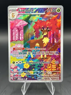 Pokemon TCG SV05 Temporal Forces - Sawsbuck 166/162 Illustration Rare Holo EN - Image 1