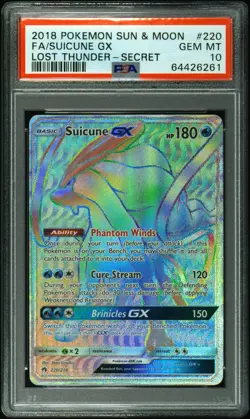 PSA 10 Suicune GX Rainbow Secret Rare 220/214 2018 Pokemon Sun Moon Lost Thunder - Image 1