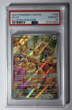 2024 POKEMON TWM EN-TWILIGHT MASQUERADE ILLUSTRATION RARE #188 EEVEE PSA 10 - Image 1