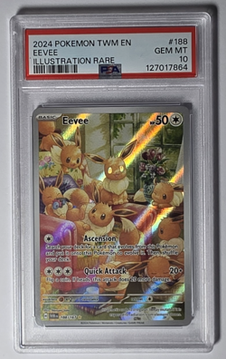 2024 POKEMON TWM EN-TWILIGHT MASQUERADE ILLUSTRATION RARE #188 EEVEE PSA 10 - Image 2