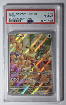 2024 POKEMON TWM EN-TWILIGHT MASQUERADE ILLUSTRATION RARE #188 EEVEE PSA 10 - Image 3