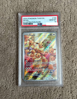 2024 POKEMON TWM EN-TWILIGHT MASQUERADE ILLUSTRATION RARE #188 EEVEE PSA 10 - Image 1