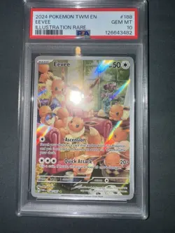 2024 POKEMON TWM EN-TWILIGHT MASQUERADE ILLUSTRATION RARE #188 EEVEE PSA 10 - Image 1