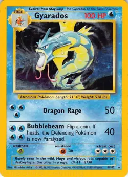 Gyarados 6/102 Holo Holo Rare Base Set Unlimited Pokemon MP Arita - Image 1