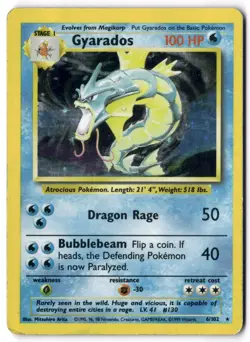 Pokemon Card - Gyarados 6/102 Holo Holo Holo Rare - Base Set Unlimited - MP - Image 1