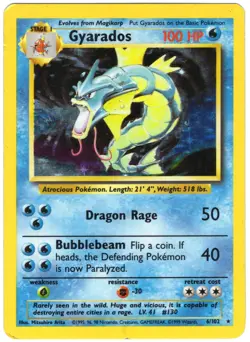 Gyarados 6/102 - Holo Rare - Pokemon Base Set Unlimited 1999 - MP/HP - Image 1