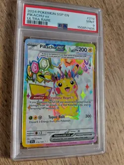 Pokemon TCG Pikachu ex 219/191 Surging Sparks Ultra Rare Holo EN PSA 9 - Image 3