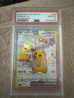 Pikachu EX 219/191 Ultra Rare Ssp En Surging Sparks Pokemon PSA 10 - Image 1