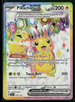 Pikachu ex Holo Ultra Rare SV08: Surging Sparks 219/191 NM - Image 1