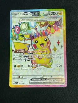 Pokemon TCG Pikachu ex 219/191 Sv08: Surging Sparks Holo Ultra Rare Pack Fresh - Image 1