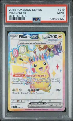 PSA 9 Pikachu ex 219/191 Surging Sparks Ultra Rare Holo Scarlet & Violet English - Image 1