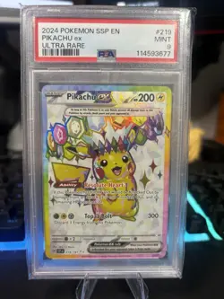 Pokemon TCG Pikachu EX Surging Sparks 219/191 Ultra Rare PSA 9 Graded - Image 1