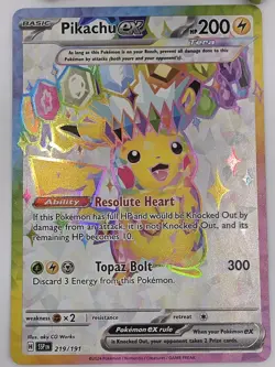 The Pokemon Company Pikachu ex 219/191 Sv08 Surging Sparks Ultra Rare FA Holo EN - Image 1