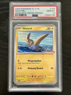 PSA 10 💎 GEM MINT Wattrel Good Day STAMP (POP 1!) 149/SVP Coffee Promo Pokemon - Image 1