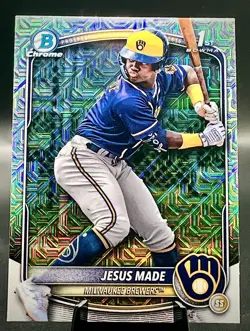 2025 Bowman Jesus Made Chrome Prospects Mojo Refractor #BCP-5 Rookie 1st Brewers - Image 1