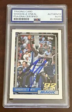 1992-93 Topps Shaquille O'Neal Rookie Card RC #362 PSA Authentic Auto - Image 1