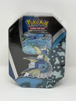Pokemon TCG: 2021 Fall Eevee Evolutions Vaporeon V Tin New Factory Sealed - Image 1