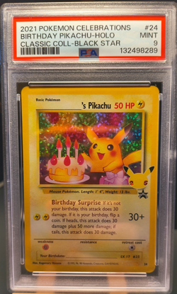 PSA 9 Pokemon Birthday Pikachu 24 Celebrations Classic Collection Holo - Image 1