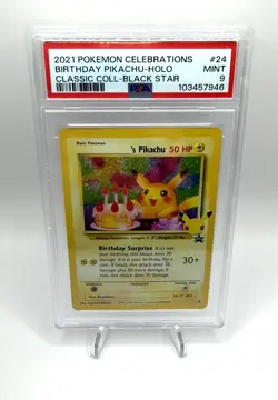 2021 Pokemon Celebrations Birthday Pikachu Holo #24 PSA 9 Classic Collection - Image 1