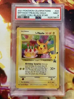 [PSA 9] Birthday Pikachu 24 Celebrations Classic Collection Holo POKEMON - Image 1