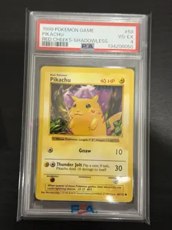 Pokemon Pikachu TCG Base Set Shadowless Common Card 58/102 Red Cheeks PSA 4 - Image 1